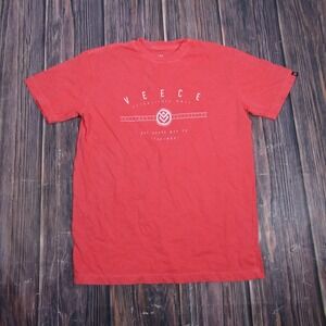 VEECE Mens Small Red T Shirt Graphic Crew Neck Cotton Tagless Jersey Summer